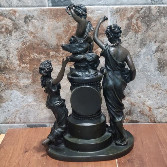 Vintage Figural Mantel Clocks Trio of Figures Women Child - Picture 2 of 13